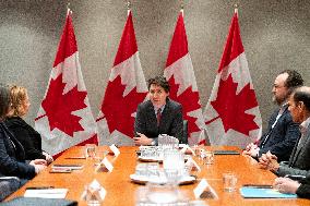PM Trudeau During Meeting - Toronto