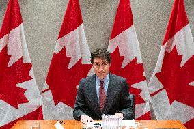 PM Trudeau During Meeting - Toronto