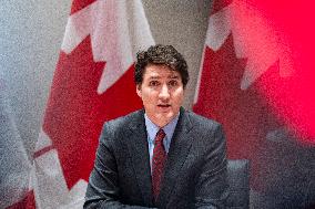 PM Trudeau During Meeting - Toronto