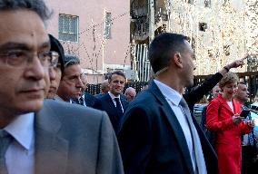 Macron Visits Gemmayze District - Beirut