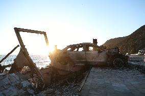 Disaster Areas Of Pacific Palisades After The Wildfire - CA