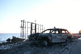 Disaster Areas Of Pacific Palisades After The Wildfire - CA