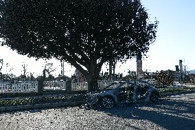 Disaster Areas Of Pacific Palisades After The Wildfire - CA