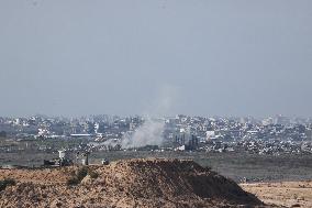 Heavy smoke rises over north Gaza a day before ceasefire
