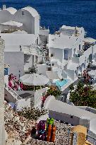 Tourism On Santorini Island, Greece