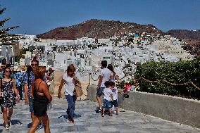 Tourism On Santorini Island, Greece