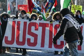 Palestinian Community In Edmonton Celebrates Israel-Hamas Ceasefire In -25C Cold