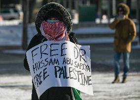 Palestinian Community In Edmonton Celebrates Israel-Hamas Ceasefire In -25C Cold