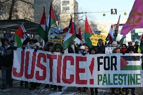 Palestinian Community In Edmonton Celebrates Israel-Hamas Ceasefire In -25C Cold