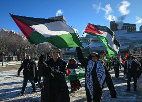 Palestinian Community In Edmonton Celebrates Israel-Hamas Ceasefire In -25C Cold