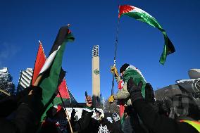 Palestinian Community In Edmonton Celebrates Israel-Hamas Ceasefire In -25C Cold