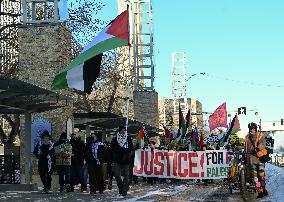 Palestinian Community In Edmonton Celebrates Israel-Hamas Ceasefire In -25C Cold