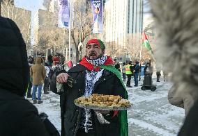 Palestinian Community In Edmonton Celebrates Israel-Hamas Ceasefire In -25C Cold