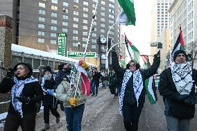 Palestinian Community In Edmonton Celebrates Israel-Hamas Ceasefire In -25C Cold