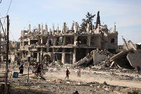 Damaged Houses After Israeli Airstrikes In The Southern Gaza Strip City Of Rafah