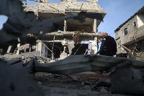 Damaged Houses After Israeli Airstrikes In The Southern Gaza Strip City Of Rafah