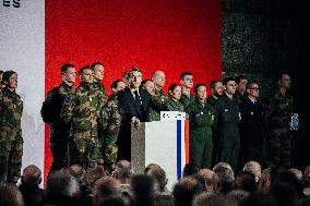 President Macron Presents Wishes To French Armies - France