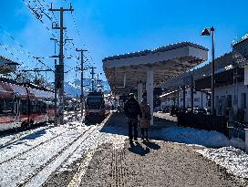 Train To Innsbruck At Seefeld Train Station In Tyrol