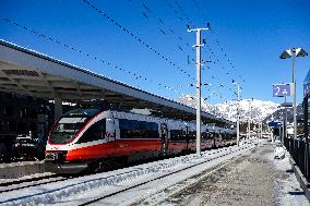 Train To Innsbruck At Seefeld Train Station In Tyrol
