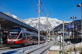 Train To Innsbruck At Seefeld Train Station In Tyrol
