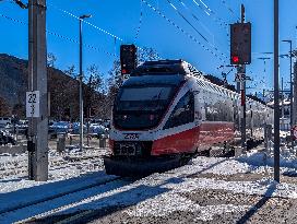 Train To Innsbruck At Seefeld Train Station In Tyrol