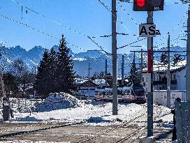 Train To Innsbruck At Seefeld Train Station In Tyrol