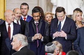 Elon Musk Holds His Phone At Trump Inauguration - DC