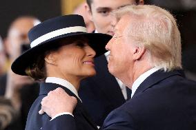 President Donald Trump And Melania Trump Embrace After The Oath - DC
