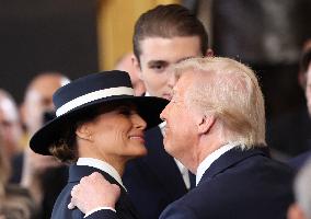President Donald Trump And Melania Trump Embrace After The Oath - DC