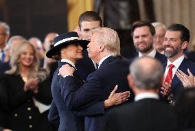 President Donald Trump And Melania Trump Embrace After The Oath - DC