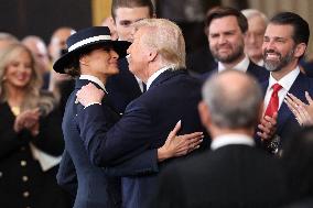 President Donald Trump And Melania Trump Embrace After The Oath - DC