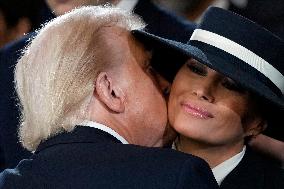 Trump kisses Melania on the cheek during swearing-in - DC