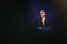 Viktor Orban speaks during a conference - Budapest