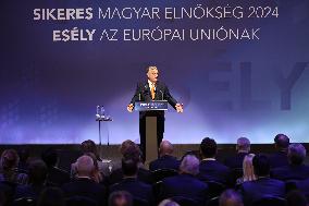 Viktor Orban speaks during a conference - Budapest