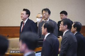 Impeached S. Korean president attends court hearing