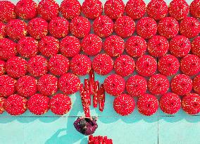 Red Lantern Supply in the Spring Festival Market