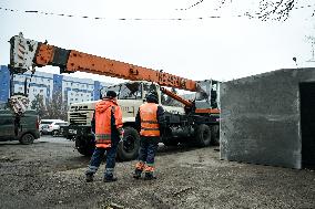 Bomb shelters installed in public spaces in Zaporizhzhia