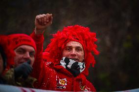 MOTORI - Formula 1 - Ferrari supporters for the first time of Lewis Hamilton on Ferrari F1