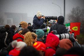 MOTORI - Formula 1 - Ferrari supporters for the first time of Lewis Hamilton on Ferrari F1