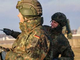 German Minister Of Defence Meets German Soldiers Stationed In Poland