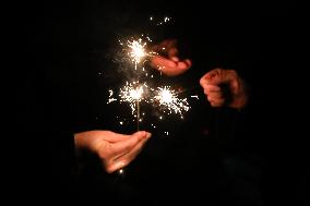 Sparklers On New Year's Eve In Krakow