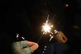 Sparklers On New Year's Eve In Krakow