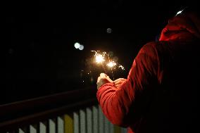 Sparklers On New Year's Eve In Krakow