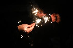 Sparklers On New Year's Eve In Krakow