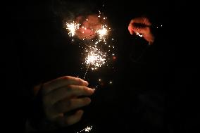 Sparklers On New Year's Eve In Krakow