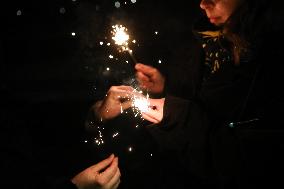 Sparklers On New Year's Eve In Krakow