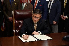 Speaker Johnson Holds Enrollment Ceremony For The Laken Riley Act - DC