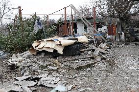Aftermath of Russian shelling in Yasnohirka village in eastern Ukraine