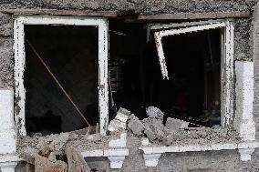 Aftermath of Russian shelling in Yasnohirka village in eastern Ukraine