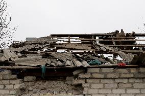 Aftermath of Russian shelling in Yasnohirka village in eastern Ukraine
